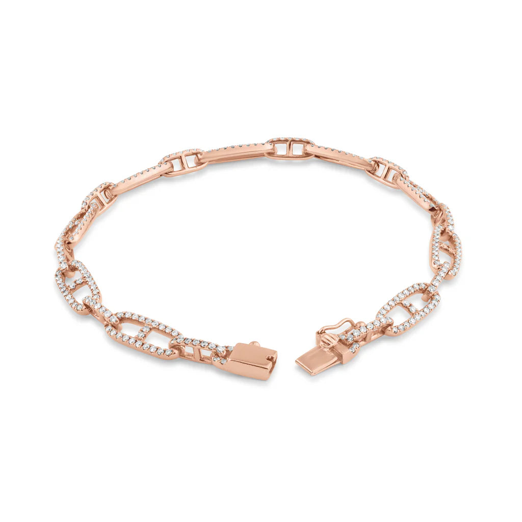 1.35ct Diamond link Bracelet in 14K Rose Gold