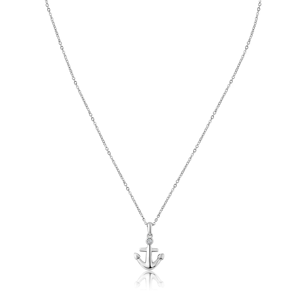 Diamond Anchor Pendant in 14K Gold