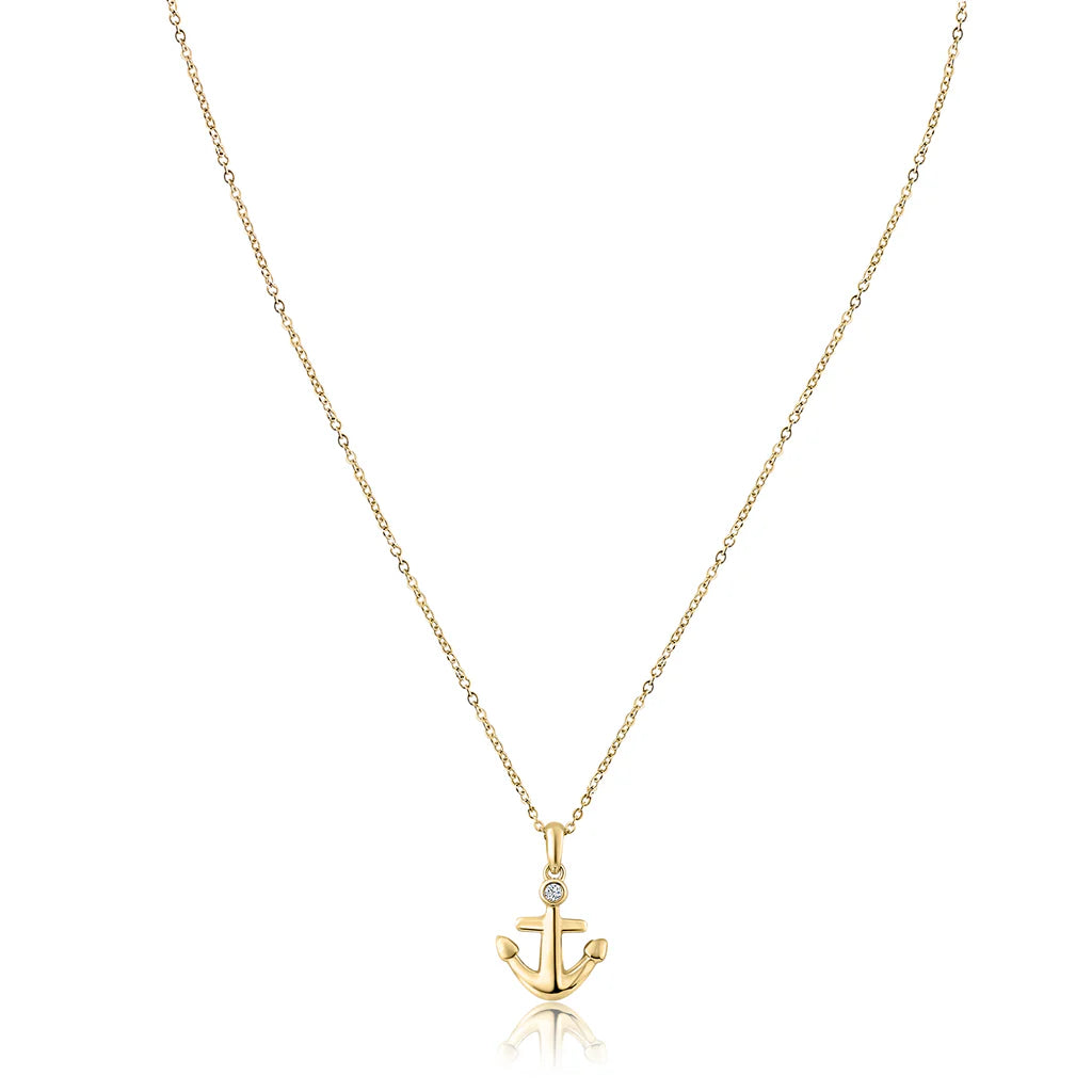 Diamond Anchor Pendant in 14K Gold