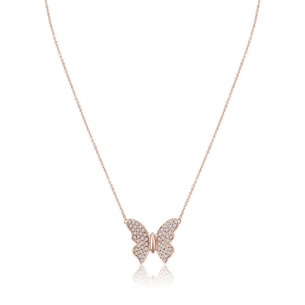 .26ct Diamond Butterfly Pendant in 14K Rose Gold