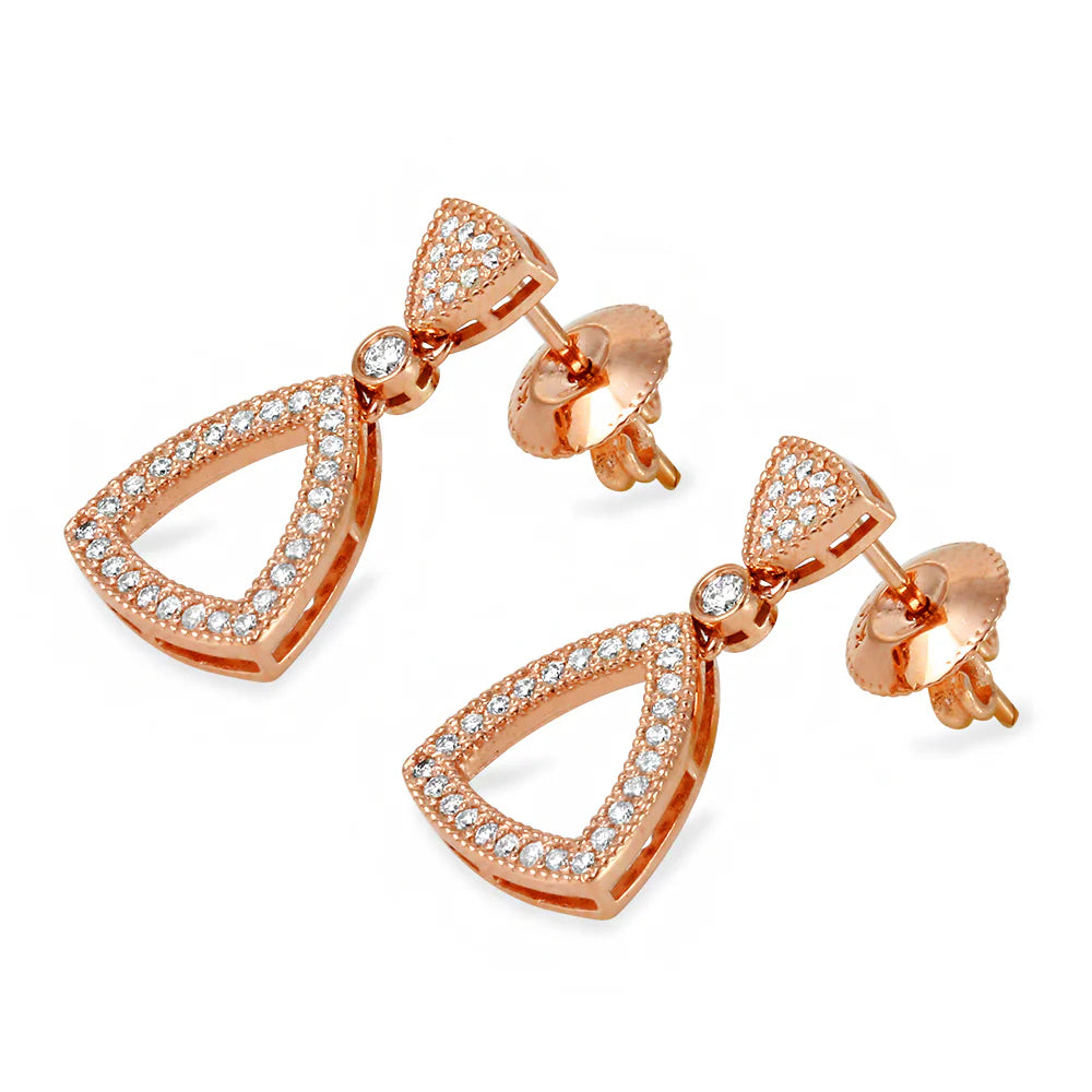 .37ct Pure Diamond Triangle Earrings in 14K Rose Gold