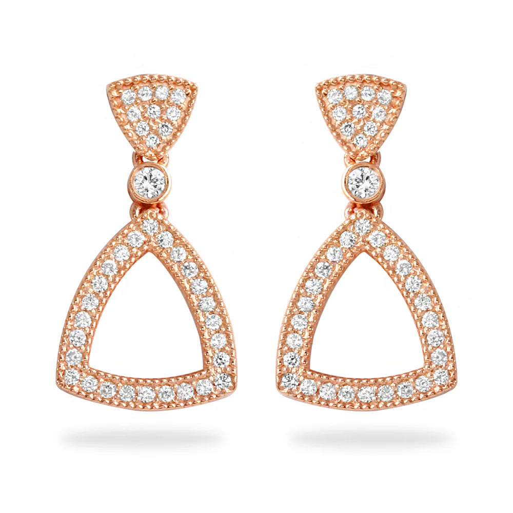 .37ct Pure Diamond Triangle Earrings in 14K Rose Gold