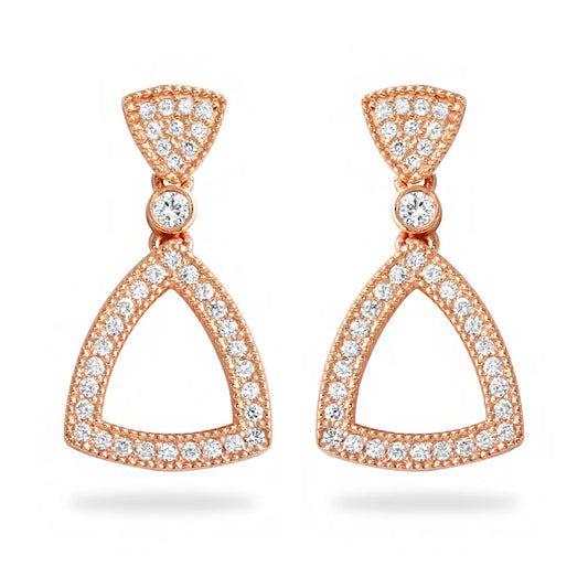 .37ct Pure Diamond Triangle Earrings in 14K Rose Gold