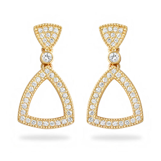 .37ct Pure Diamond Triangle Earrings in 14K Yellow Gold