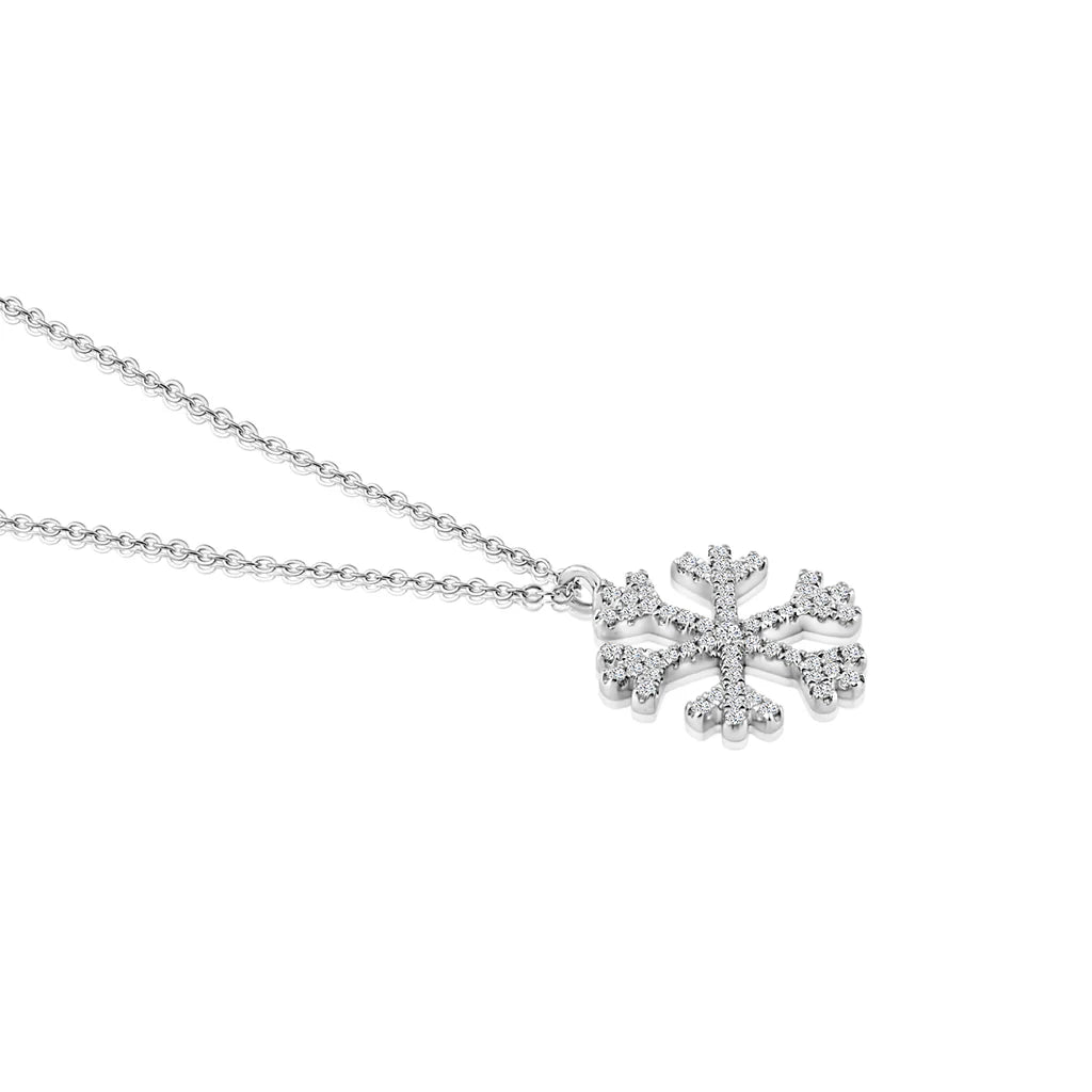 .15ct Diamond Snowflake Pendant in 14K White Gold