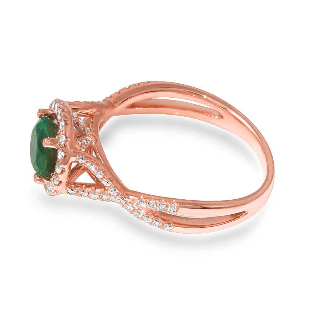 .79ct Emerald Ring with Diamonds in 14K Rose Gold