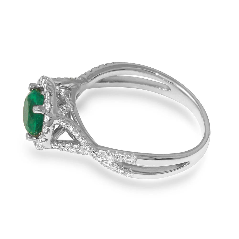 .79ct Emerald Ring with Diamonds in 14K White Gold